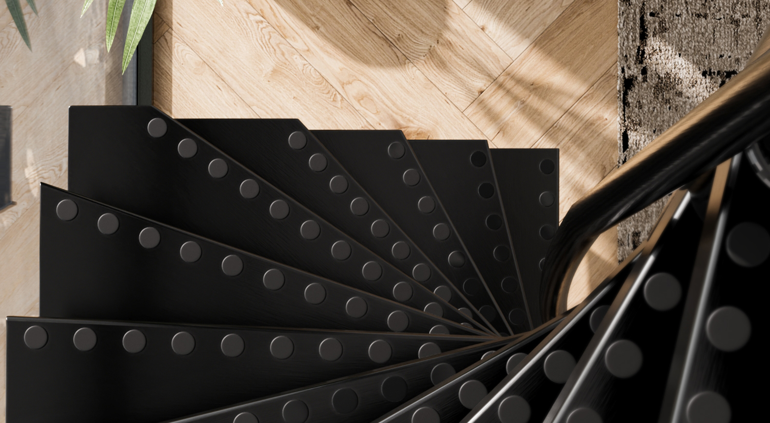 Kleine stalen trap - zwart Design vaste trap - 1m2™ by EeStairs